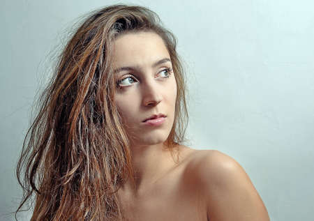 Portrait of the naked girlの写真素材