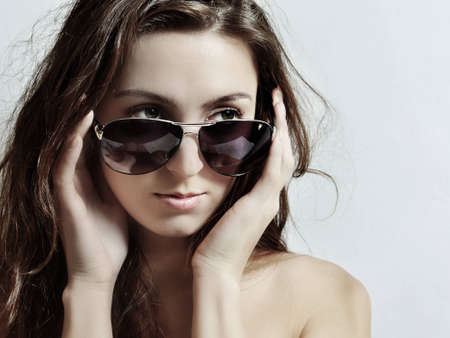 Girls in sun glassesの写真素材