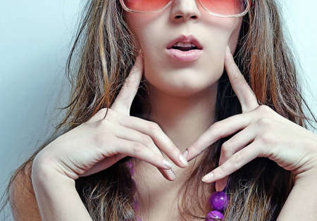 The girl in sunglasses の写真素材