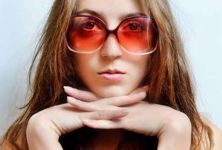 The girl in sun glassesの写真素材