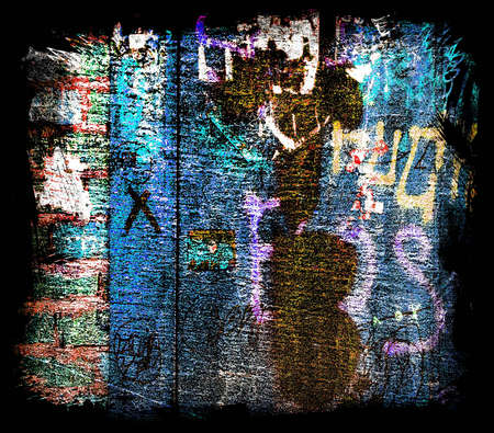 Dirty wall.Bruises of paintの写真素材