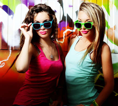 fashionable girlsの写真素材