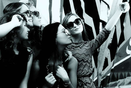 Fashionable young girlsの写真素材