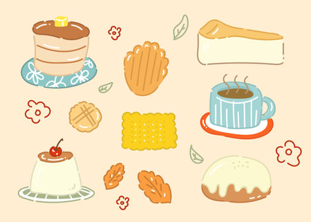 dessert vector illustration in cute styleのイラスト素材