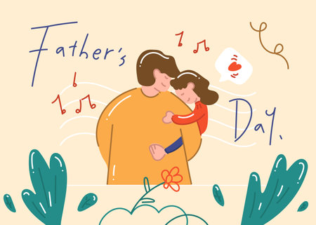 Father's day vector illustration in cute degital styleのイラスト素材