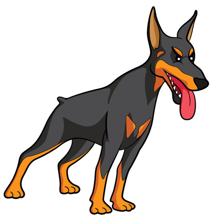 Illustration of cute cartoon doberman.のイラスト素材