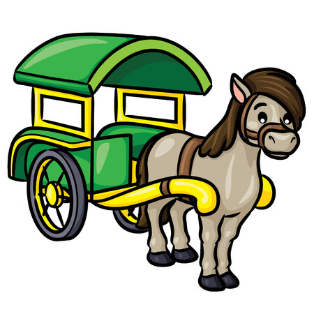 Illustration of cute cartoon carriage.のイラスト素材
