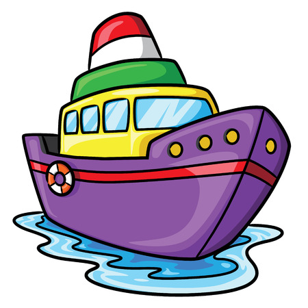 Illustration of cute cartoon ship.のイラスト素材