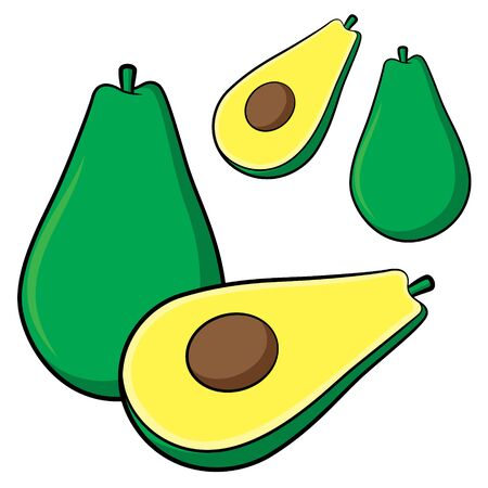 Illustration of cute cartoon avocadoのイラスト素材