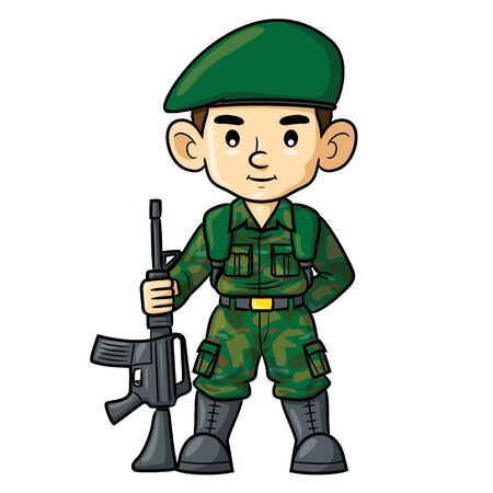 Illustration cartoon of cute soldier.のイラスト素材