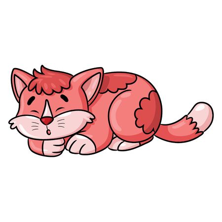 Illustration of cute cartoon cat sleeping.のイラスト素材