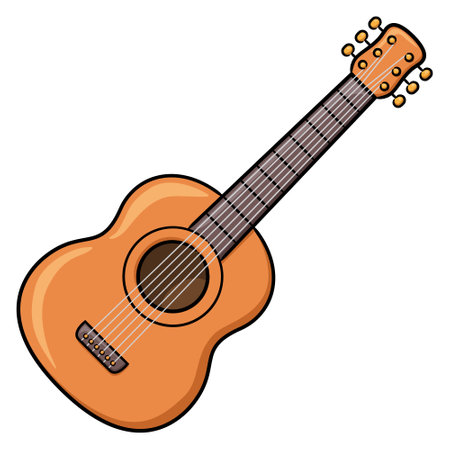 Illustration of cute cartoon of guitar.のイラスト素材