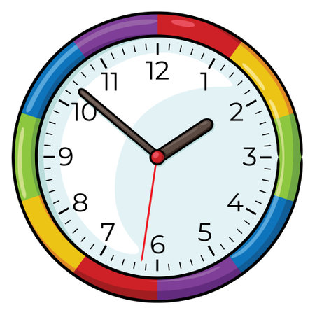 Cute cartoon illustration round wall clock.のイラスト素材