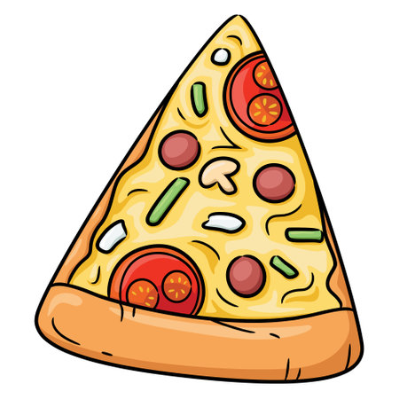 Illustration of cute cartoon pizza slice.のイラスト素材