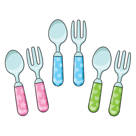 Illustration of cute cartoon of spoon and fork.のイラスト素材