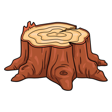 Illustration of a cute wooden stump.のイラスト素材