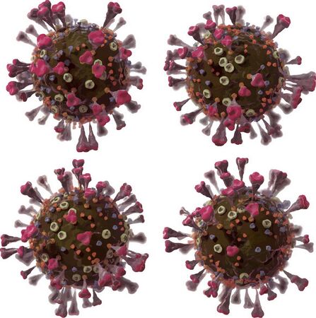 COrona VIrus COVID - 19 under the microscope 3d illustration, vector ink silhouette .のイラスト素材