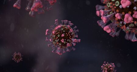 COrona VIrus under the microscope 3d macro illustration backgroundの写真素材