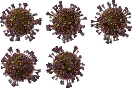COrona VIrus COVID - 19 under the microscope 3d illustration, ink vector.のイラスト素材