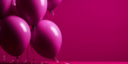 Bunch of pink balloons on pink background. 3D Renderingの素材