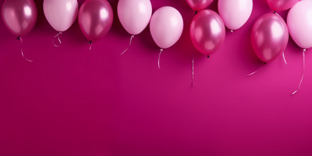 Pink balloons on a pink background. 3d rendering, 3d illustration.の素材