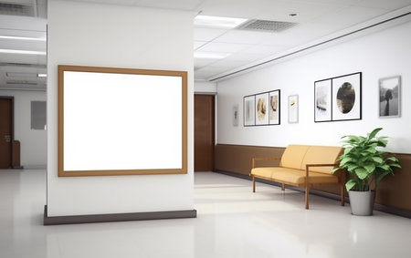 Blank poster on the wall in modern interior. 3d renderingの素材