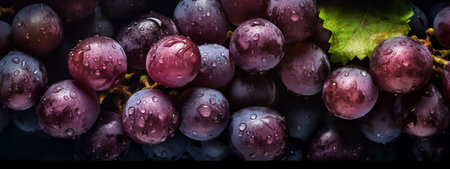Grapes with water drops on a dark background. selective focus.の素材