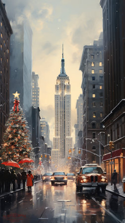 New York, United States of America - Christmas and New Year holidays concept.の素材