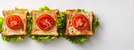 Minimalist sandwich making setup in bright clean setting isolated on white backgroundの素材