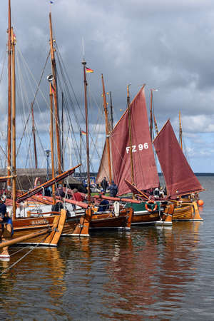 Zeesboats are still often found in the lagoon landscape in Mecklenburg-Western Pomerania.のeditorial素材