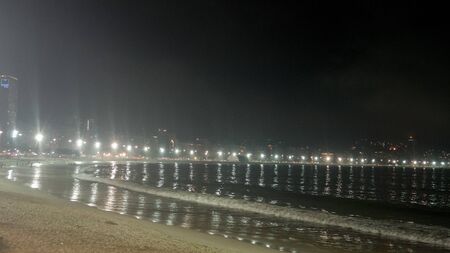 RIO DE JANEIRO, BRAZIL - NOVEMBER 23:  General view of Copacabana beach at night in Rio de Janeiro, Brazilのeditorial素材
