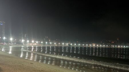 RIO DE JANEIRO, BRAZIL - NOVEMBER 23:  General view of Copacabana beach at night in Rio de Janeiro, Brazil