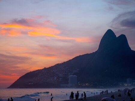 Ipanema Beach at Sunset in Rio de Janeiroの写真素材