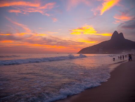 Ipanema Beach at Sunset in Rio de Janeiroの写真素材