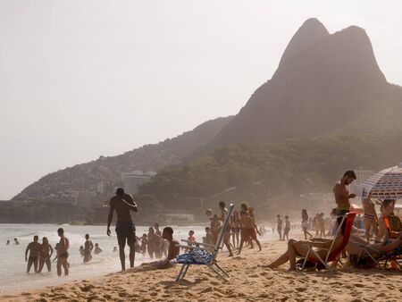 Ipanema Beach at Sunset in Rio de Janeiroのeditorial素材