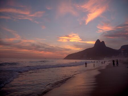 Ipanema Beach at Sunset in Rio de Janeiroの写真素材