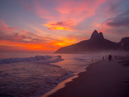 Ipanema Beach at Sunset in Rio de Janeiroの写真素材