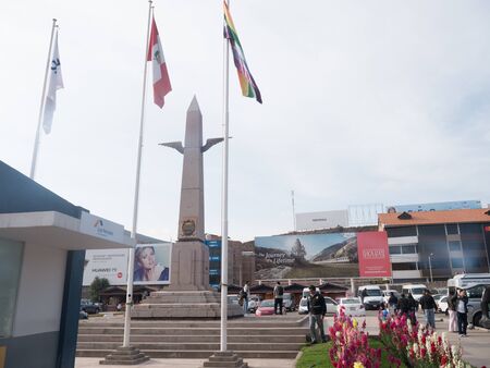 CUSCO, PERU - NOVEMBER 17:  General view of the obelisk at international airport Alejandro Velasco Astete in Cusco, Peruのeditorial素材