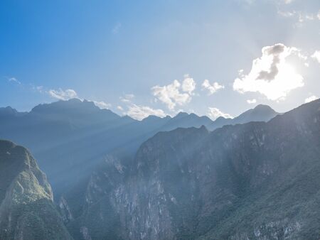 Andes Mountains Landscape at Sunrise in Cusco, Peruの写真素材
