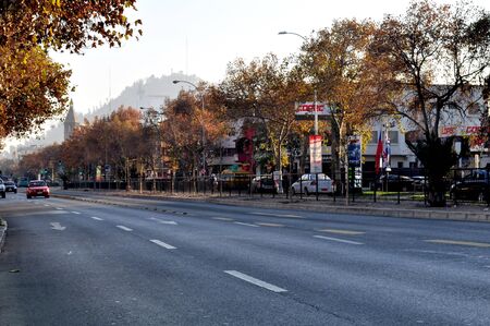 Vicuna Mackenna Avenue and San Cristobal Hill in Santiago de chile, chileのeditorial素材