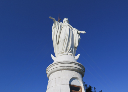 Virgin Mary statue on Cerro San Cristobal, Santiago, Chileの写真素材