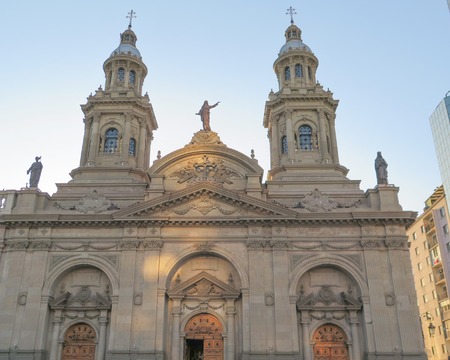 Metropolitan Cathedral, Plaza de Armas Main Square, Santiago de Chileの写真素材