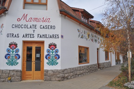 SAN MARTIN DE LOS ANDES, NEUQUEN, ARGENTINA - JULY 09, 2016:  A traditional chocolate factory in the city San Martin de los Andes, Patagonia, Argentinaのeditorial素材