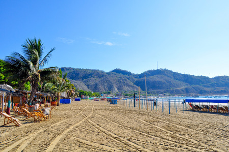 Tropical beach in Puerto Lopez, Ecuadorの写真素材