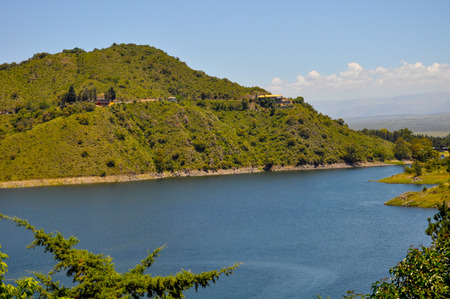 General view of the lake Embalse Dique los Molinos in Cordoba, Argentinaの写真素材