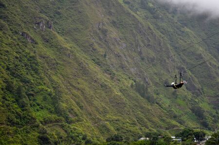 zipline adventure in Banos de Agua Santa, Tungurahua, Ecuadorの写真素材