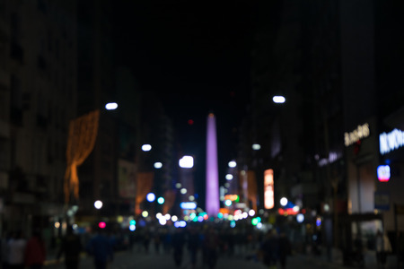 Blur View of Avenida Corrientes in Buenos Aires, Argentinaの写真素材