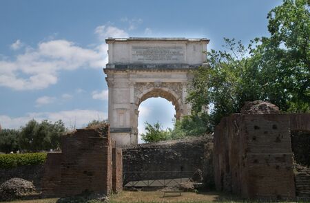 The Arch of Titus (Arco di Tito) at Roman Forum in Rome, Italyの写真素材