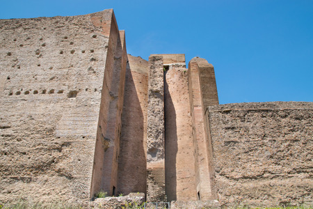 Ruins Temple of Venus and Rome at Roman Forum in Rome, Italyの写真素材
