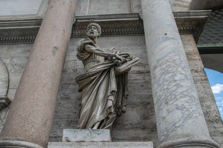 Saint Peter Statue by Francesco Mochi on Porta del Popolo, Rome, Italyのeditorial素材